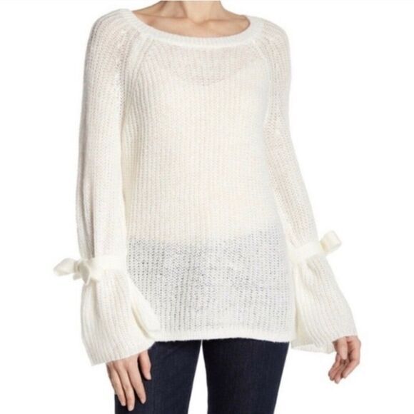 Project‎ NAADAM Sweater White Open Knit Bell Sleeve - Picture 1 of 6